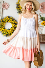 Load image into Gallery viewer, Color Block Frill Trim Spaghetti Strap Dress
