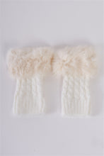 Load image into Gallery viewer, Ivory Knit Furry Shoe Insert Short Leg Warmers
