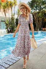 Load image into Gallery viewer, Floral Smocked Waist Puff Sleeve Tiered Dress
