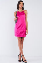 Load image into Gallery viewer, Raspberry Pink Sleeveless V-Neck T-Style Back Halter Tie Slim Fit Mini Tube Dress
