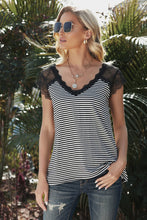 Load image into Gallery viewer, Printed Spliced Lace Scalloped V-Neck Blouse
