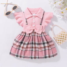 Load image into Gallery viewer, Baby Girl Plaid Collared Bow Detail Dress
