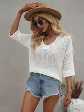 Load image into Gallery viewer, Notched Side Slit Drop Shoulder Sweater
