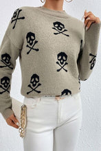 Load image into Gallery viewer, Graphic Mock Neck Dropped Shoulder Sweater
