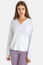 Load image into Gallery viewer, Zip Up Dropped Shoulder Hooded Sports Jacket
