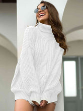 Load image into Gallery viewer, Turtleneck Cable-Knit Dropped Shoulder Sweater
