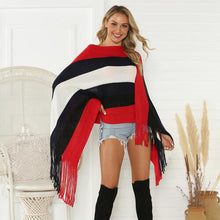 Load image into Gallery viewer, Striped Fringe Trim Poncho
