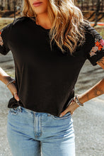 Load image into Gallery viewer, Embroidered Round Neck Tee Shirt
