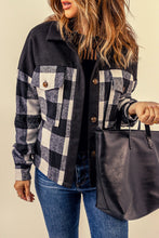 Load image into Gallery viewer, Plaid Button-Up Shirt Jacket with Pockets
