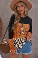 Load image into Gallery viewer, Mixed Print Color Block Long Sleeve Top

