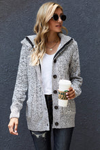 Load image into Gallery viewer, Cable-Knit Fleece Lining Button-Up Hooded Cardigan
