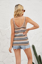 Load image into Gallery viewer, Striped Eyelet Sleeveless Knit Top
