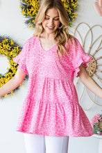 Load image into Gallery viewer, Heimish Full Size Leopard Ruffle Trim Short Sleeve Top
