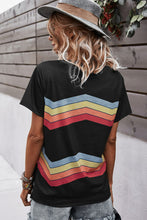 Load image into Gallery viewer, Multicolored Chevron Stripe Round Neck Side Slit T-Shirt
