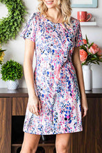Load image into Gallery viewer, Printed Round Neck Short Sleeve Mini Dress
