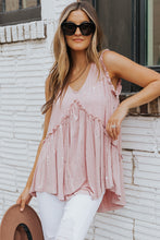 Load image into Gallery viewer, Foil Frill Trim Sleeveless Top
