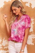 Load image into Gallery viewer, Floral Notched Neck Short Sleeve Top
