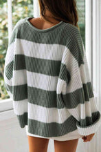 Load image into Gallery viewer, Striped Round Neck Long Sleeve Sweater
