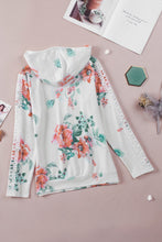 Load image into Gallery viewer, Floral Lace Trim Drawstring Hoodie
