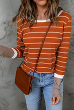 Load image into Gallery viewer, Striped Round Neck Long Sleeve T-Shirt
