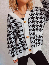 Load image into Gallery viewer, Houndstooth Botton Front  Cardigan with Pockets
