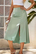 Load image into Gallery viewer, Decorative Buttons Split Midi Skirt
