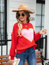 Load image into Gallery viewer, Heart Graphic Round Neck Sweater
