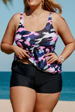 Load image into Gallery viewer, Plus Size Camouflage Peplum Two-Piece Tankini Set
