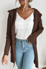 Load image into Gallery viewer, Ribbed Open Front Hooded Cardigan with Pockets
