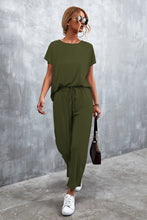 Load image into Gallery viewer, Full Size Round Neck Top and Drawstring Waist Pants Set
