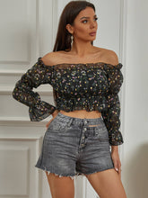 Load image into Gallery viewer, Printed Ruffle Hem Cropped Top
