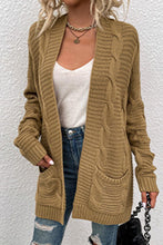 Load image into Gallery viewer, Cable-Knit Open Front Cardigan with Pockets
