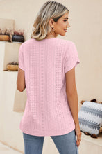 Load image into Gallery viewer, Eyelet V-Neck Petal Sleeve T-Shirt
