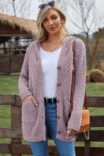 Load image into Gallery viewer, Popcorn-Knit Long Sleeve Hooded Cardigan
