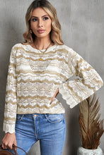 Load image into Gallery viewer, Wavy Stripe Scalloped Hem Openwork Knit Top
