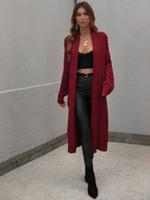 Load image into Gallery viewer, Waffle Knit Open Front Duster Cardigan With Pockets
