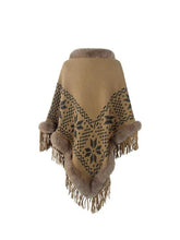 Load image into Gallery viewer, Fringe Geometric Cape Sleeve Poncho
