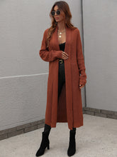 Load image into Gallery viewer, Waffle Knit Open Front Duster Cardigan With Pockets
