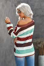Load image into Gallery viewer, One Shoulder Striped Color Block Top
