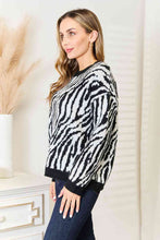 Load image into Gallery viewer, Heimish Full Size Zebra Print Sweater
