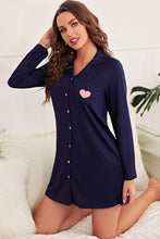 Load image into Gallery viewer, Heart Graphic Lapel Collar Night Shirt Dress
