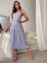 Load image into Gallery viewer, Printed Tie Shoulder Midi Night Dress
