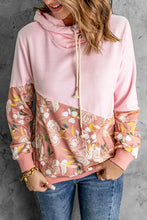 Load image into Gallery viewer, Floral Color Block Drawstring Hoodie
