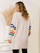 Load image into Gallery viewer, Striped Open Front Dropped Shoulder Cardigan
