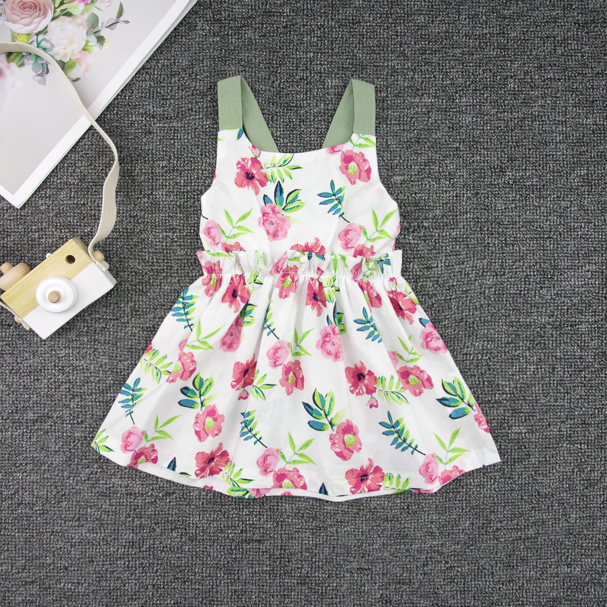 Floral Ruffled Sleeveless A-Line Dress