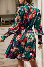 Load image into Gallery viewer, Printed Tied Lantern Sleeve Mini Dress
