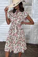 Load image into Gallery viewer, Floral Tie-Neck Flutter Sleeve Midi Dress
