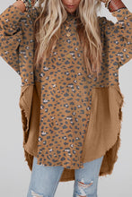Load image into Gallery viewer, Textured Leopard Dropped Shoulder Blouse
