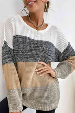 Load image into Gallery viewer, Striped Round Neck Long Sleeve Sweater
