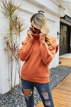 Load image into Gallery viewer, Ruffled Dropped Shoulder Turtleneck Sweater
